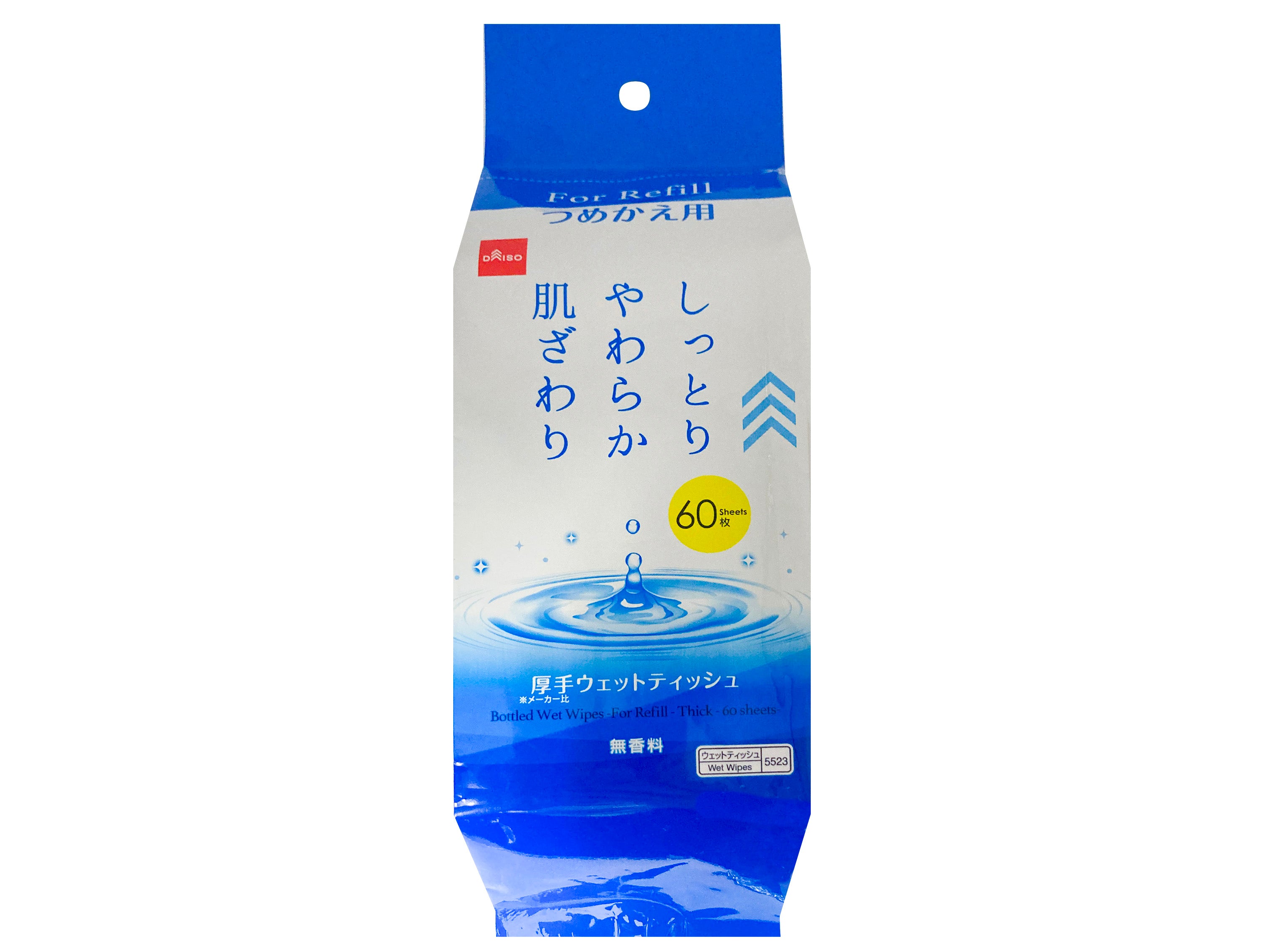 Bottle Wet Wipes (Refill, Thick, 60 Sheets)