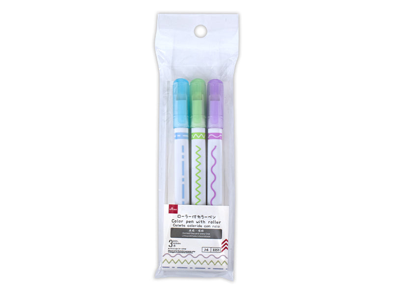 Roller Color Pen (Dotted, Wavy, 3 Pieces)