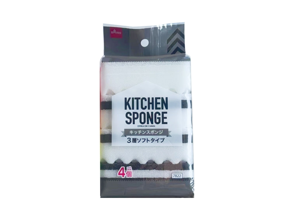 Kitchen Sponge (3-Layer Soft Type, 4-pack)