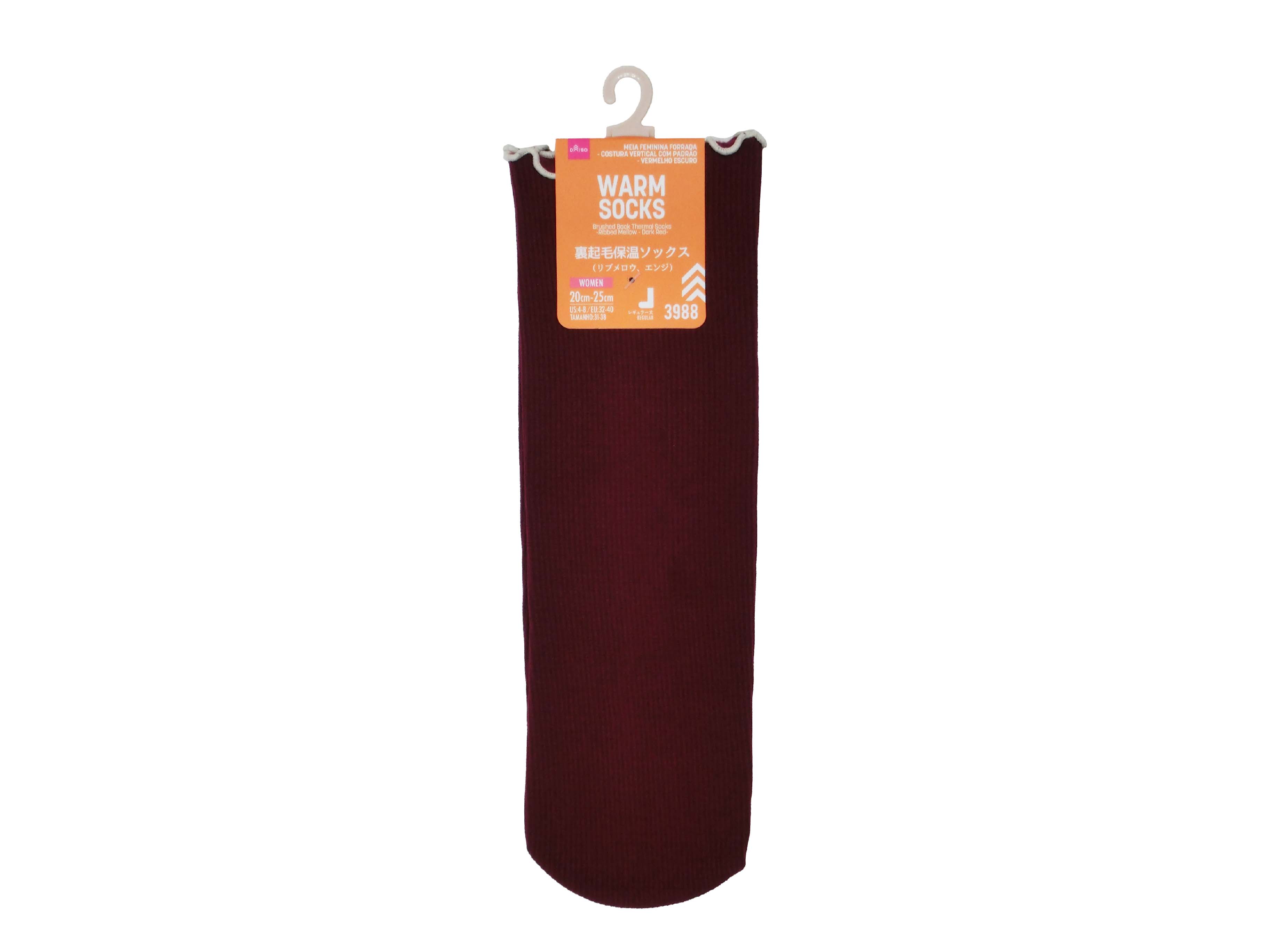Fleece Lined Thermal Socks (Ribbed, Burgundy)