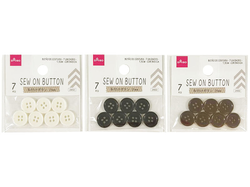 Sewing Button with Thread (7 pieces, Basic Colors)