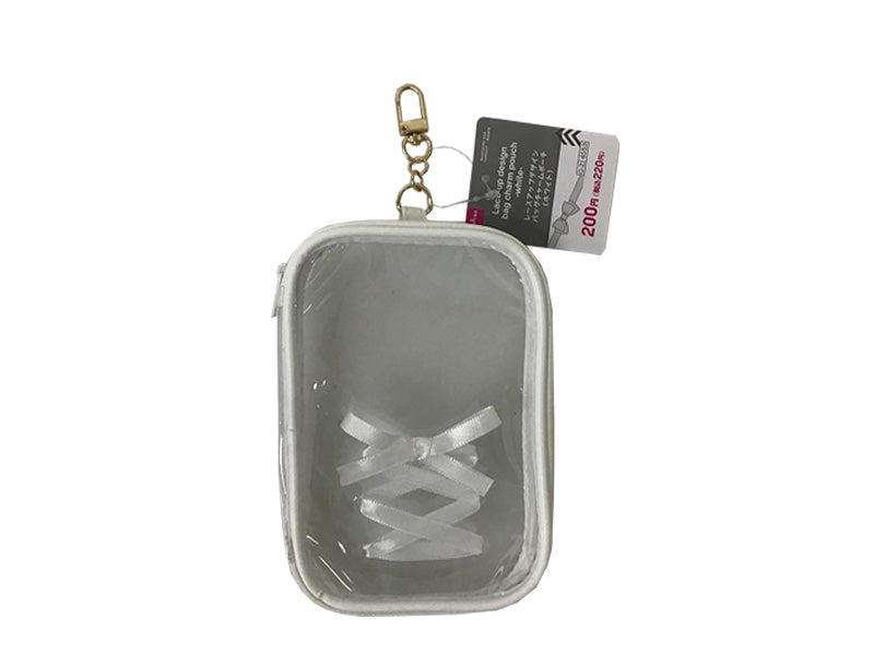 Lace-Up Design Bag Charm Pouch (White)