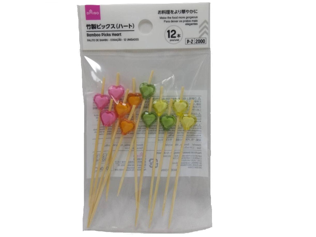 Bamboo Picks (Heart, 12 pieces)