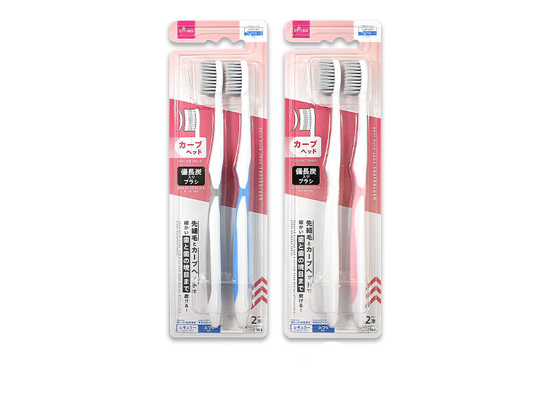 Toothbrush (Dentpure, J004, Curved Head, Medium, 2 Pack)