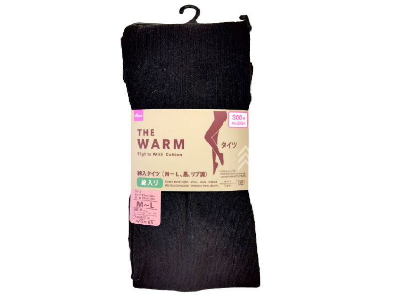 Cotton Tights (M-L, Black, Ribbed)