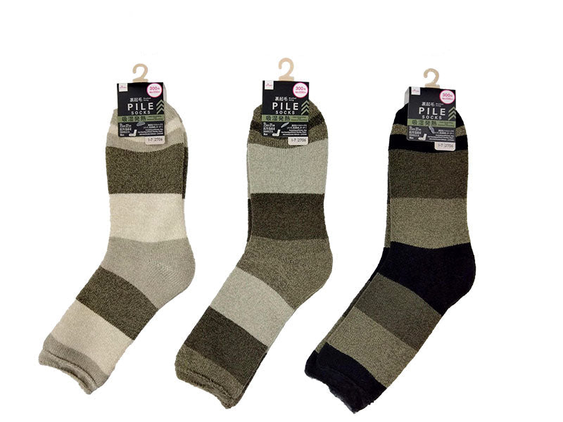 Men's Fleece-Lined Pile Socks (Moisture-Wicking, Striped)