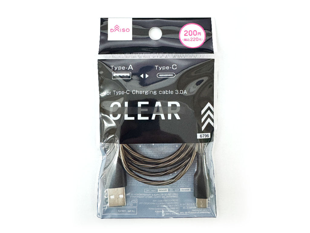 Type-C Compatible Charging & Data Transfer Cable (Clear Black)