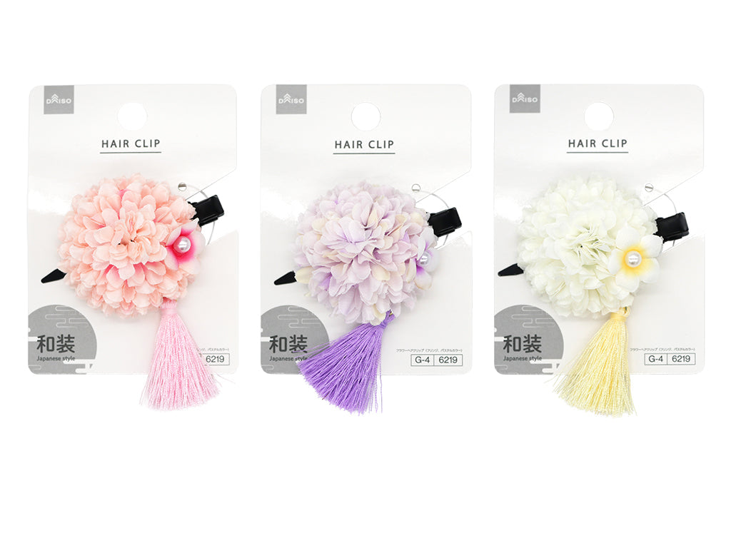 Flower Hair Clip (Fringe, Pastel Colors)