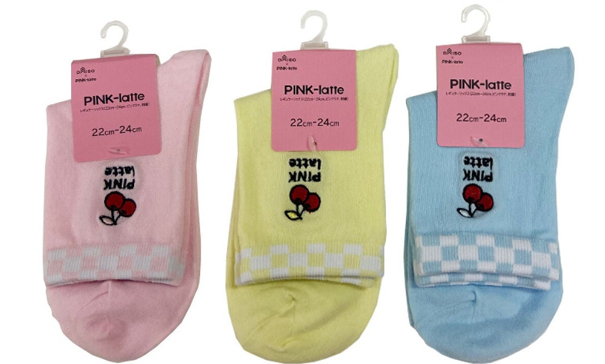 Regular Socks (Pink Latte, Embroidered)