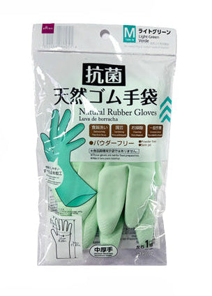 Antibacterial Natural Rubber Gloves (Light Green, M)