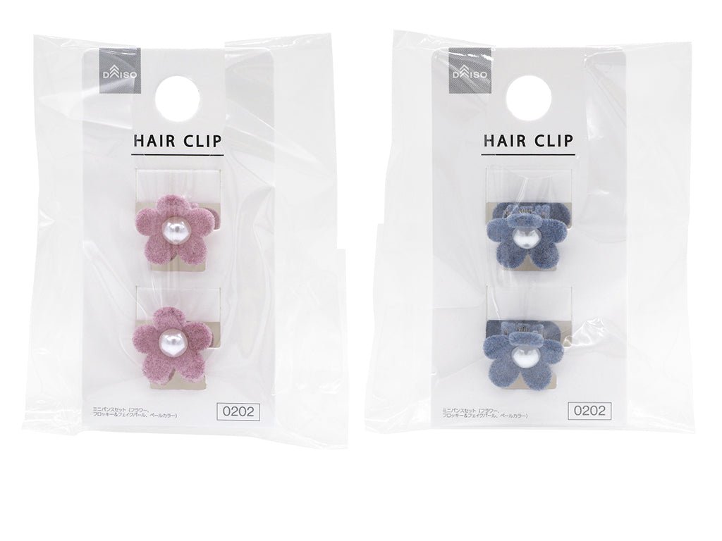 Mini Bun Set (Flower, Flock & Fake Pearl, Pale Colors)