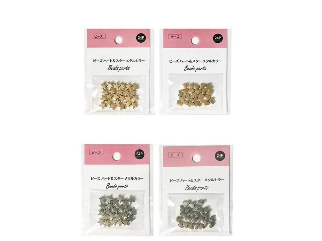 Heart & Star Metal Color Beads (24 Pieces)
