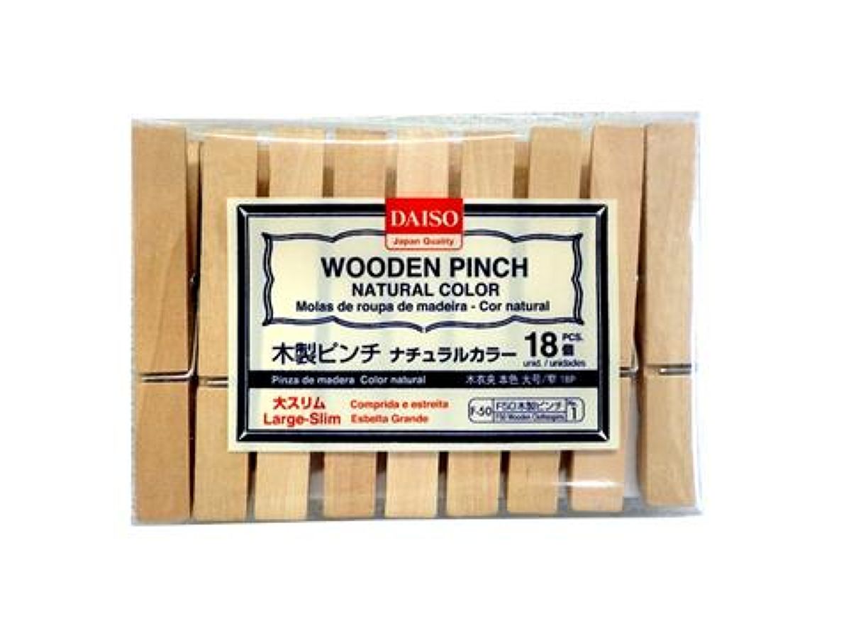 Wooden Clips Natural Color (18 pcs, Large Slim)
