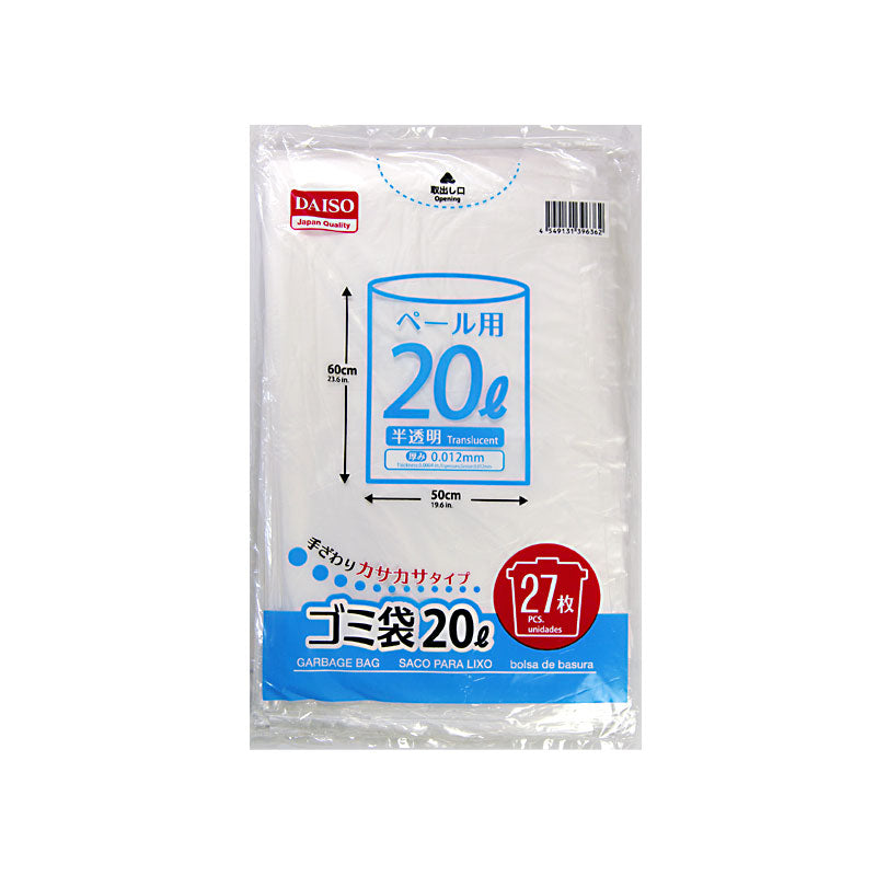 Trash Bags (20L, Translucent, 27 Sheets)