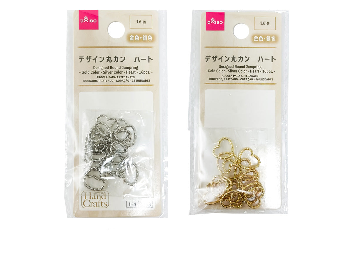 Design Round Rings (Gold, Silver, Heart, 16 Pieces)