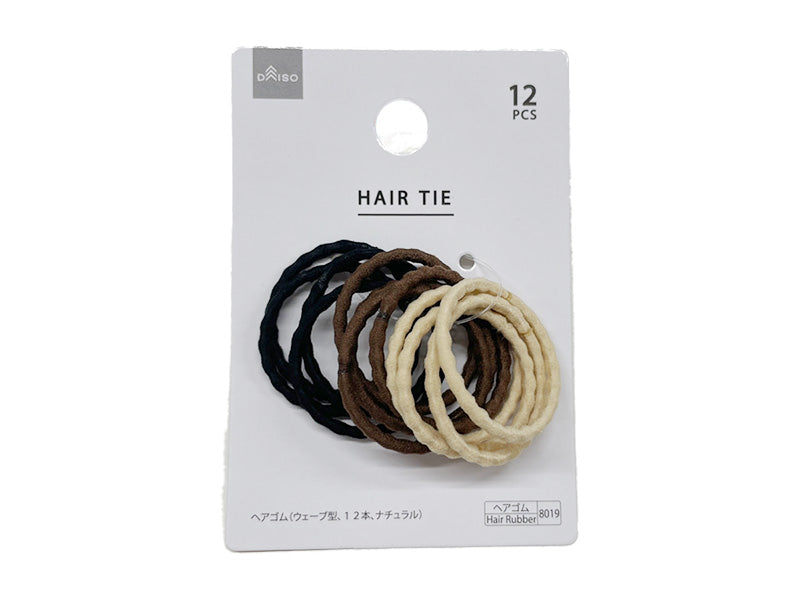 Wave Type Hair Rubber (12 Pieces, Natural)