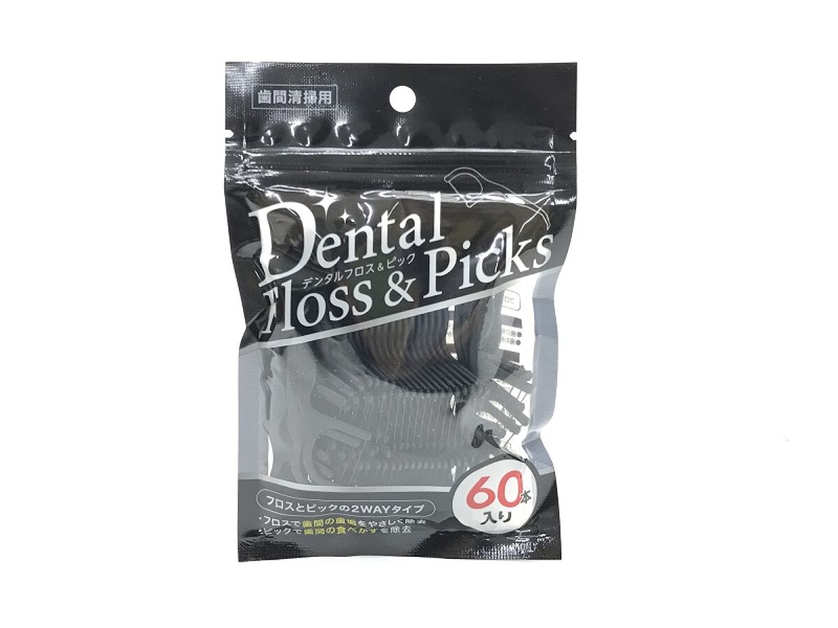 Dental Floss & Pick (Black, 60 pieces)