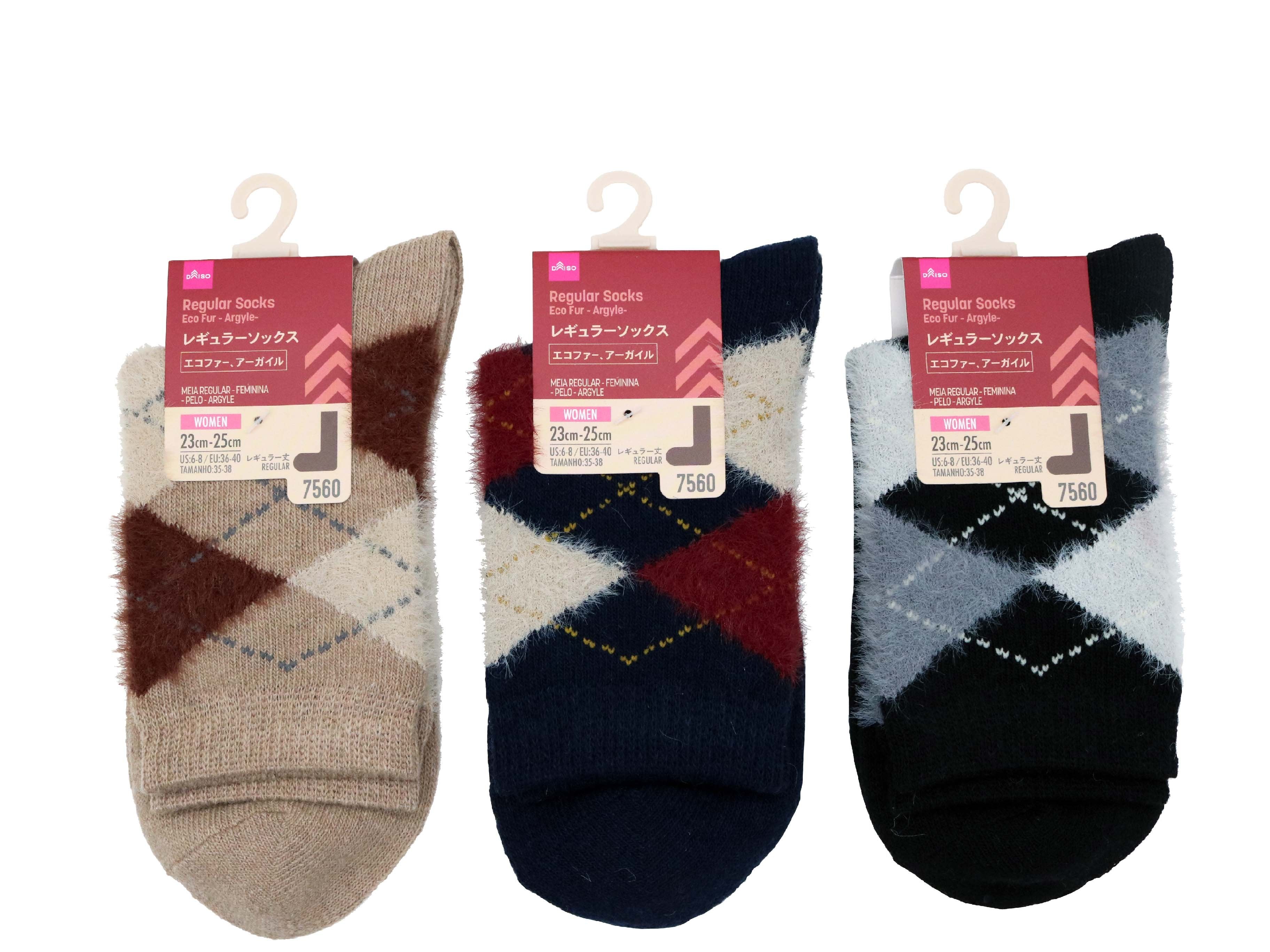 Regular Socks (Ladies, Eco-Fur, Argyle)