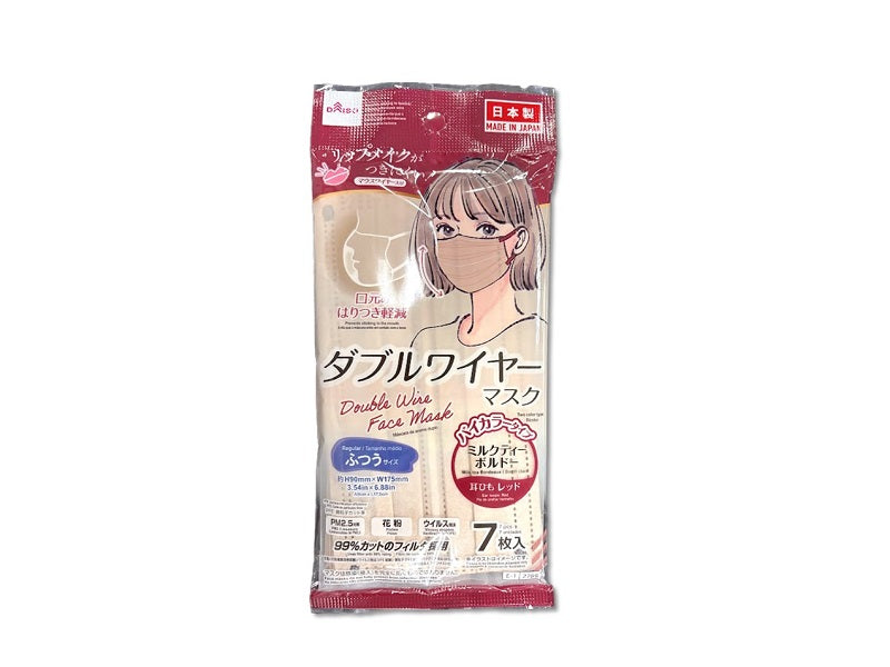 Double Wire Mask (Milk Tea Bordeaux, Regular Size, 7 Sheets)