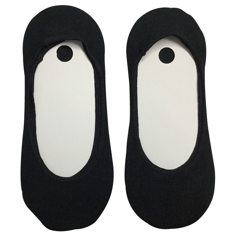 Flat Socks (Black, Solid) with Non-Slip