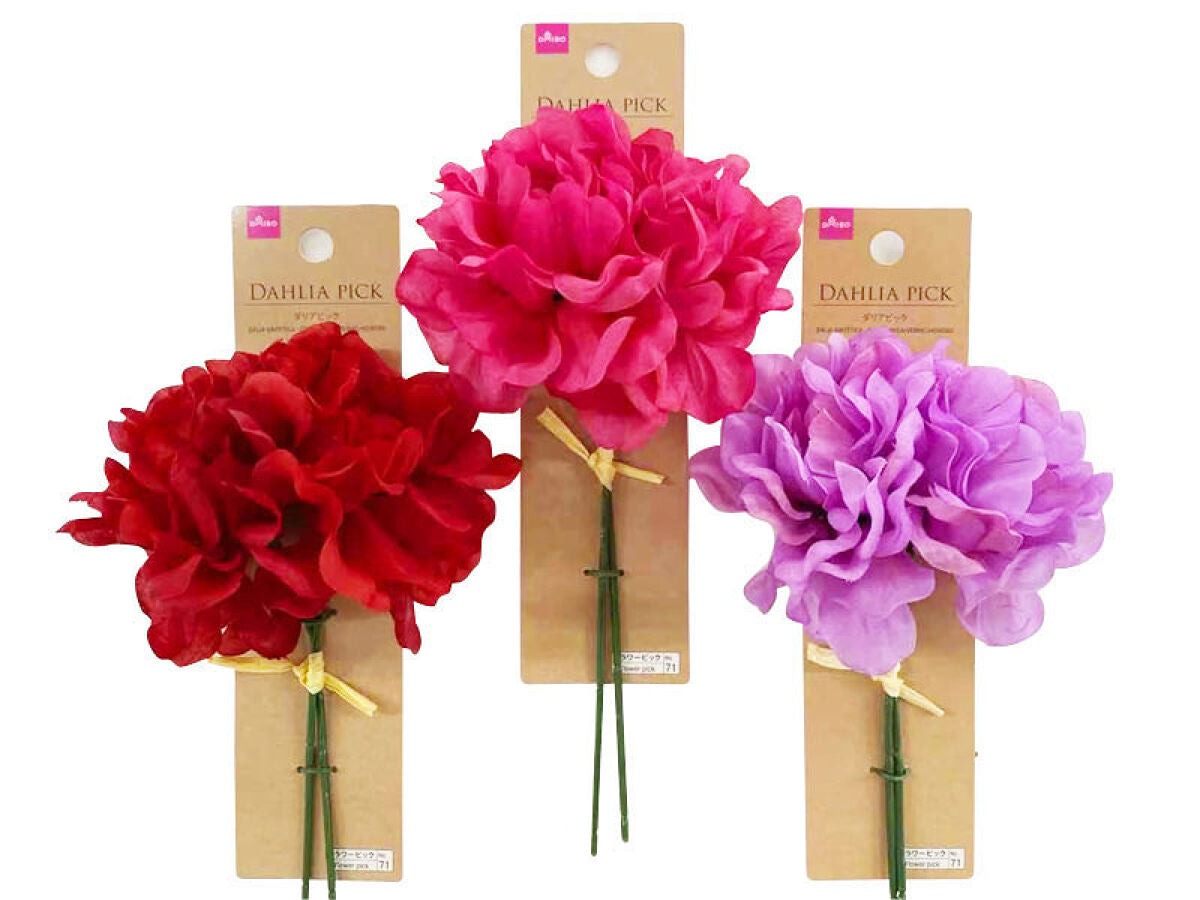 Dahlia Pick (2 Flowers, Pink, Red, Purple)