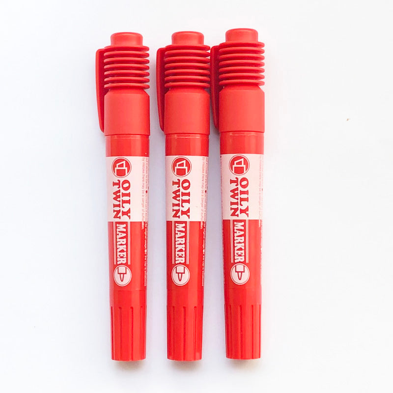 Oil-based Twin Marker Red (3 pcs)