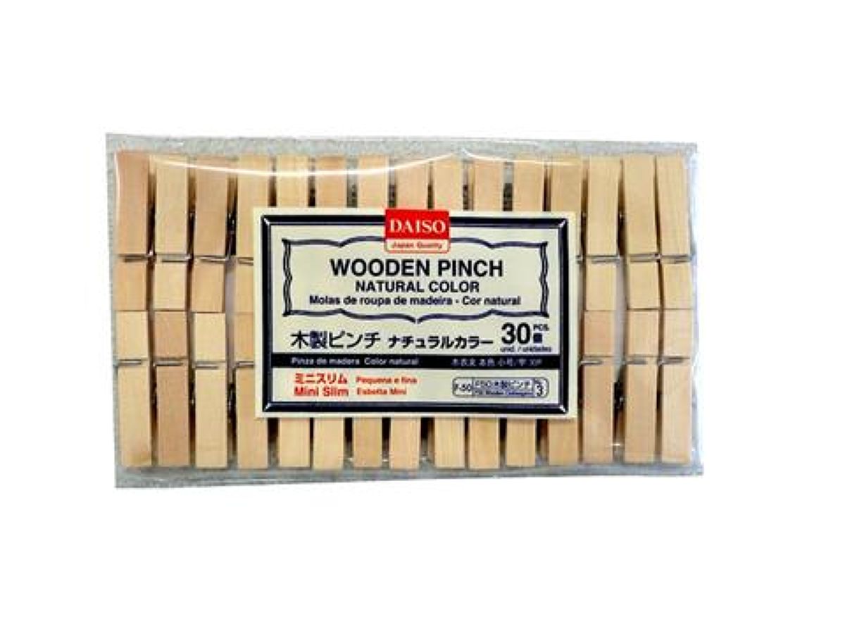 Wooden Clips Natural Color 30 Pieces Mini Slim