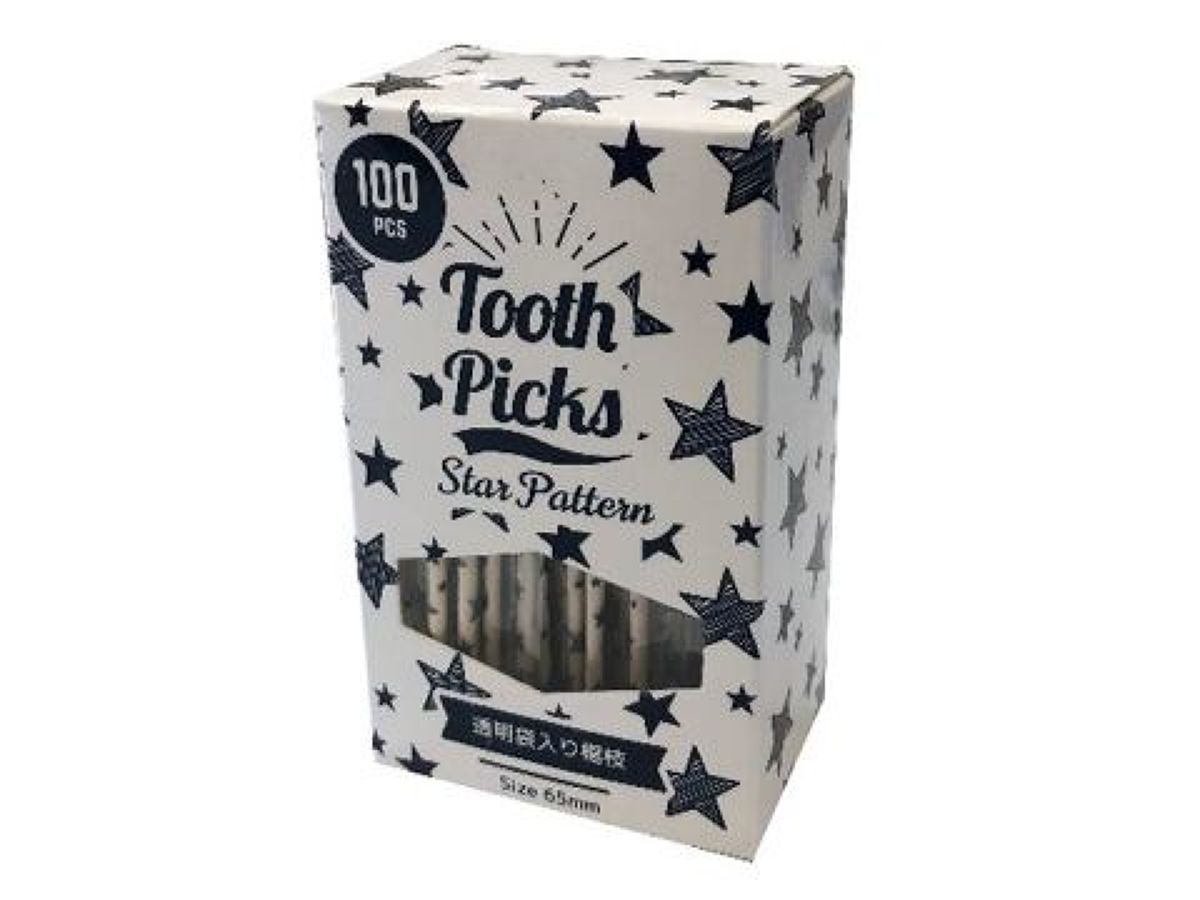 Transparent Bagged Toothpicks (100 Pieces, Star Pattern)