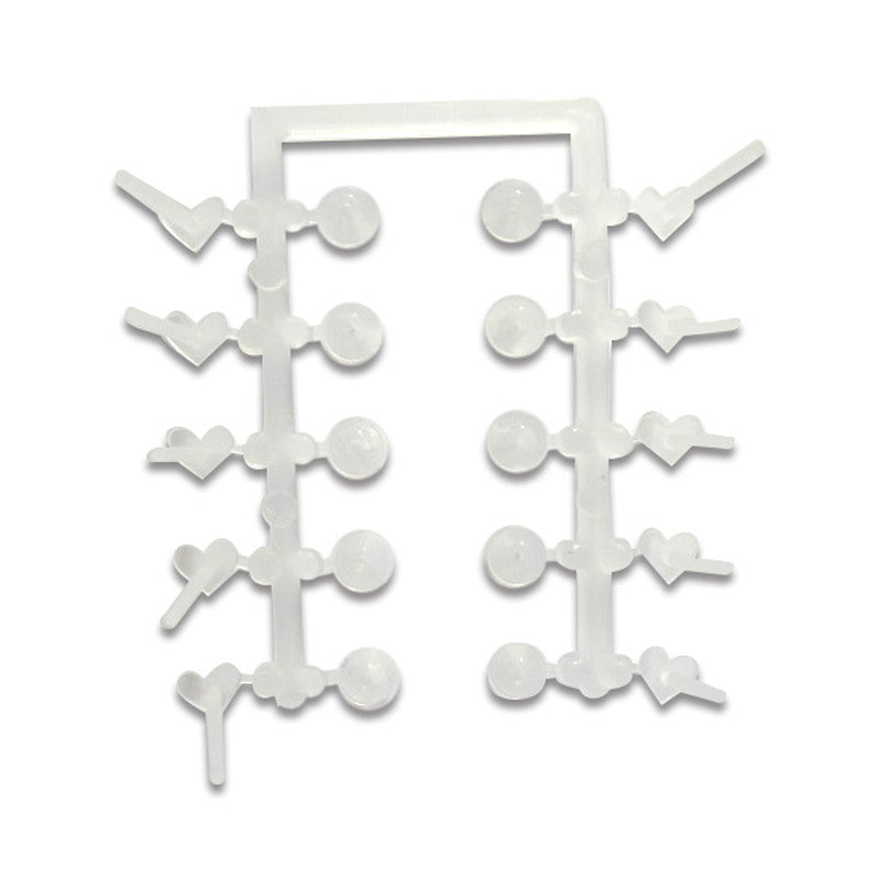 Clear Earrings (Heart Shape, 10 Pairs)