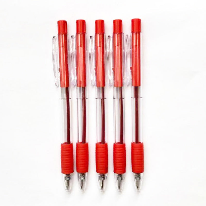 Knock Ballpoint Pen Red Ink (5 pcs)