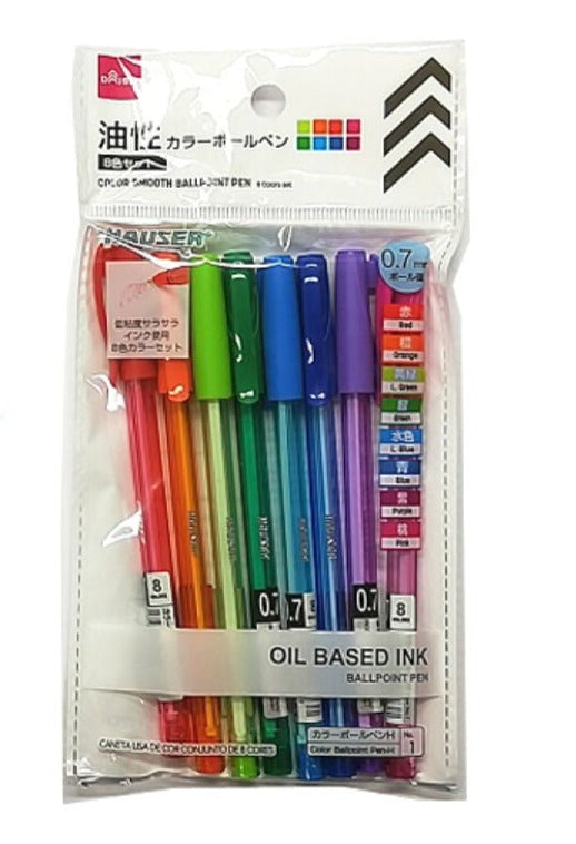 Oil-Based Color Ballpoint Pen 8-Color Set