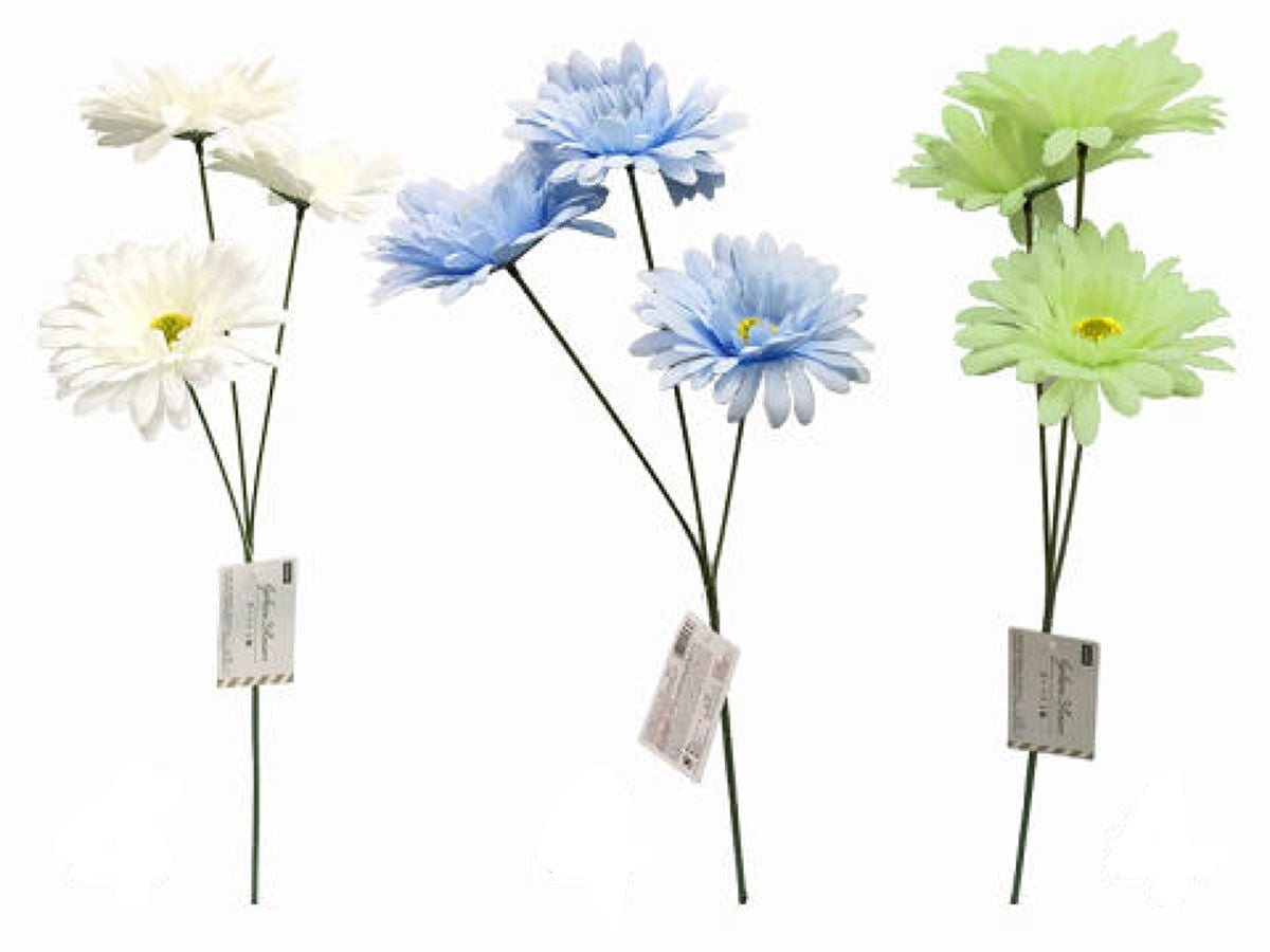 Gerbera 3 Stems (Blue, Green, White)