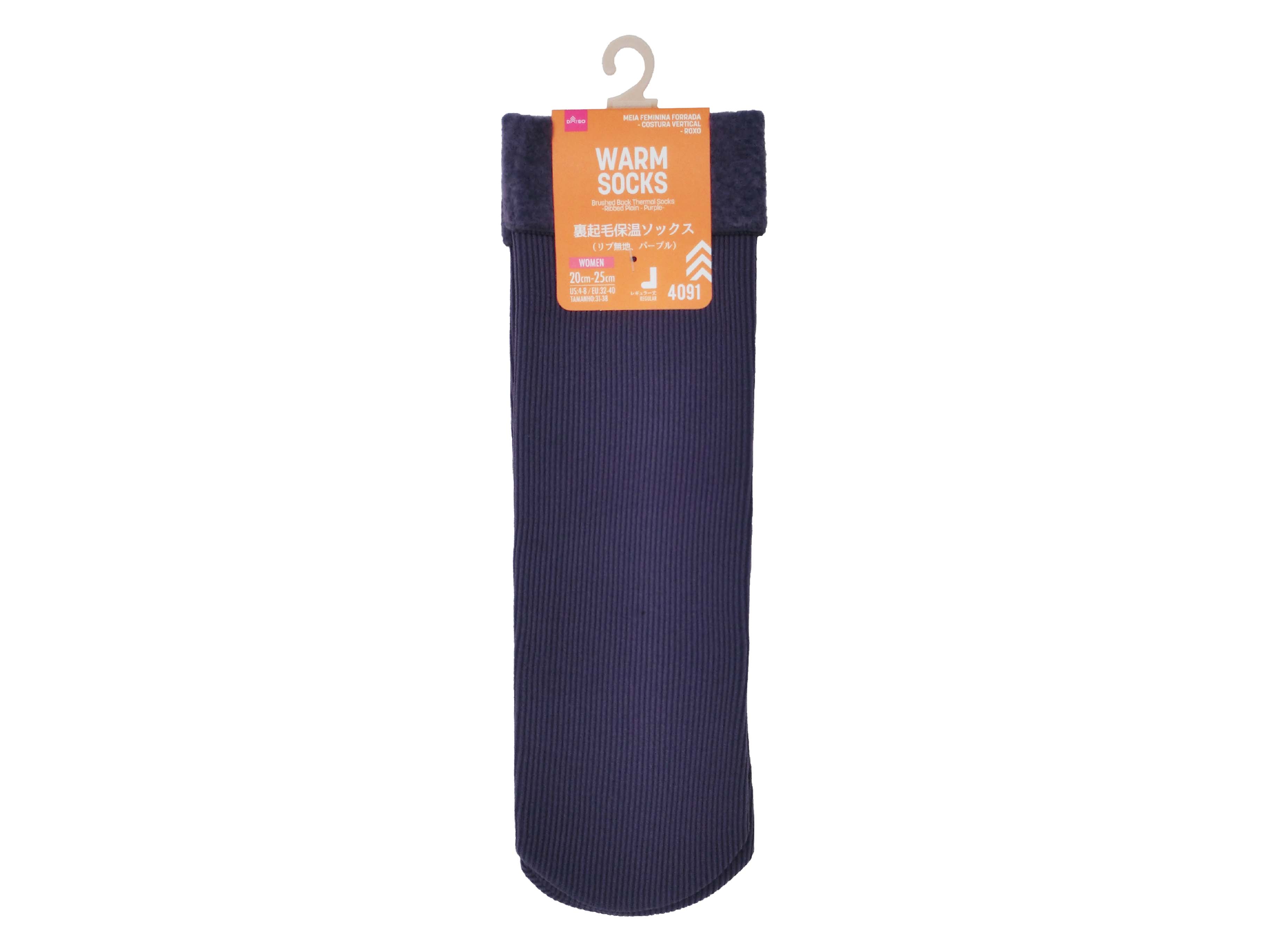 Fleece Lined Thermal Socks (Ribbed Plain, Purple)