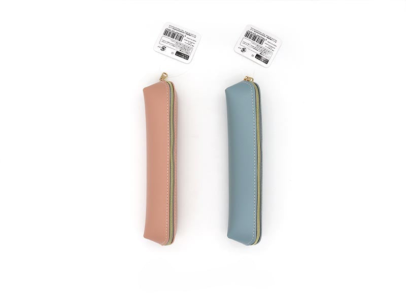 Leather-like Pencil Case Pink & Blue