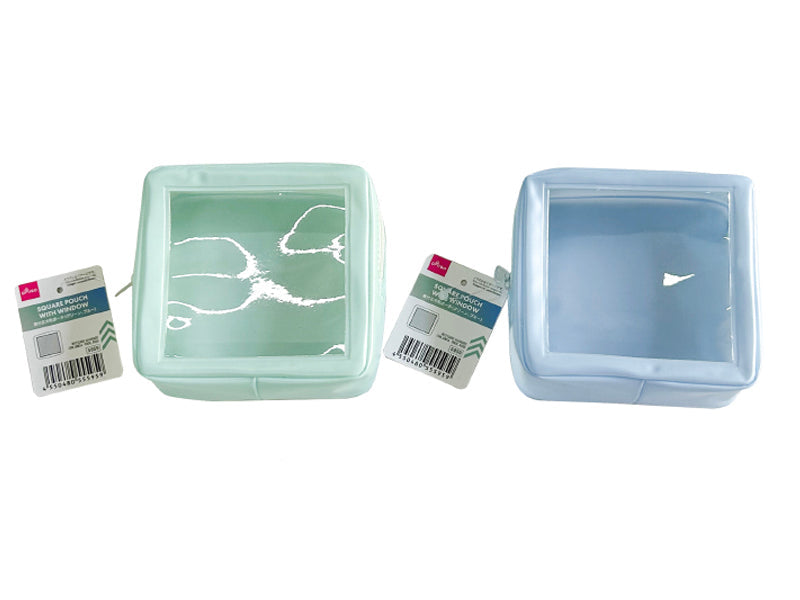 Square Pouch with Window (Green, Blue)