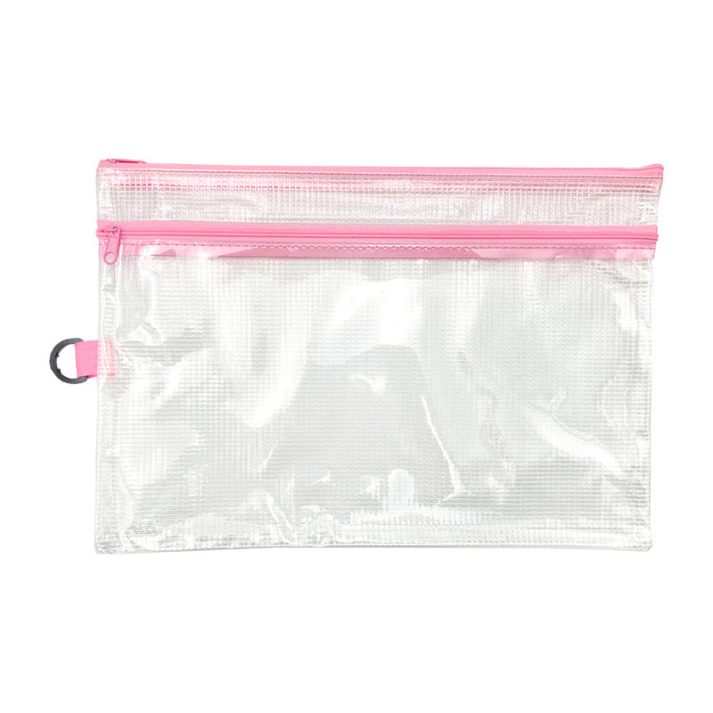 W-Zipper Vinyl Net Case Pink & Purple A4