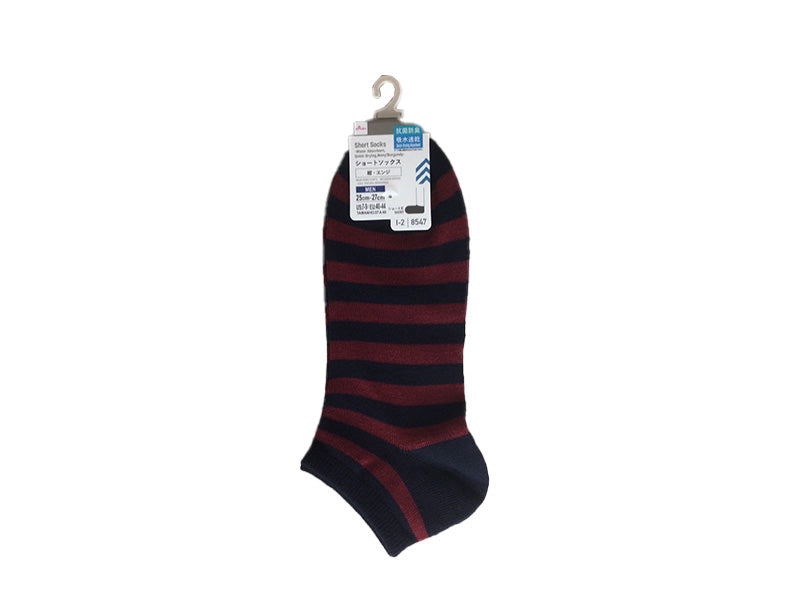 Short Socks (Quick Dry, Antibacterial Deodorant, Navy & Burgundy)