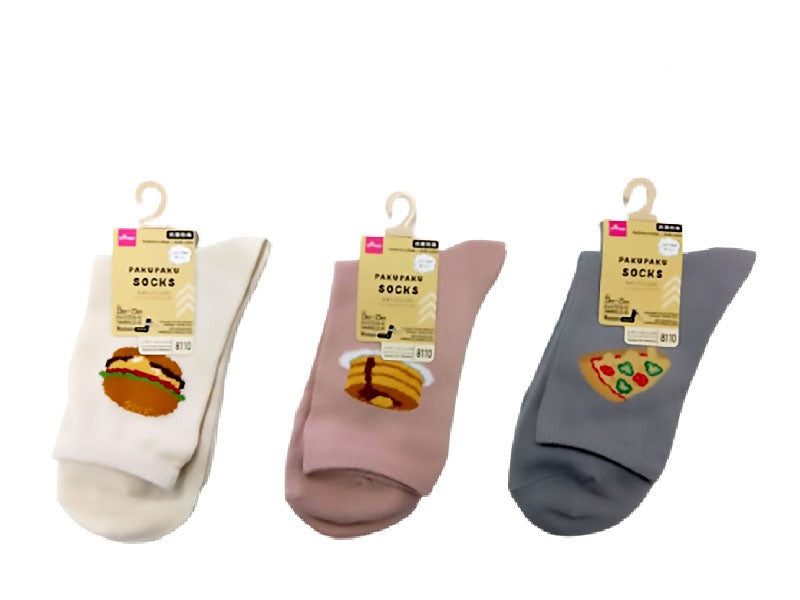 Antibacterial Deodorant Motif Socks (Burger, Pancake, Pizza)
