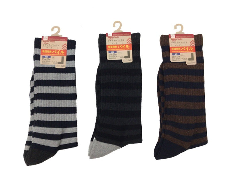 Pile Regular Socks (Striped, Moisture-Wicking Heat)