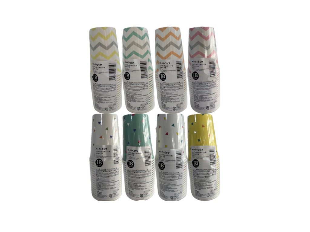 Paper Cups (Chevron & Triangle Dot Patterns, 18 pcs)