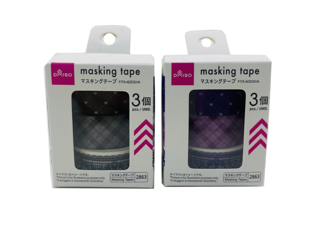 Check Pattern Masking Tape (Purple, Black, 3 pieces)