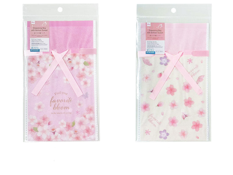 Bottom Gusset Drawstring Bag (Sakura)