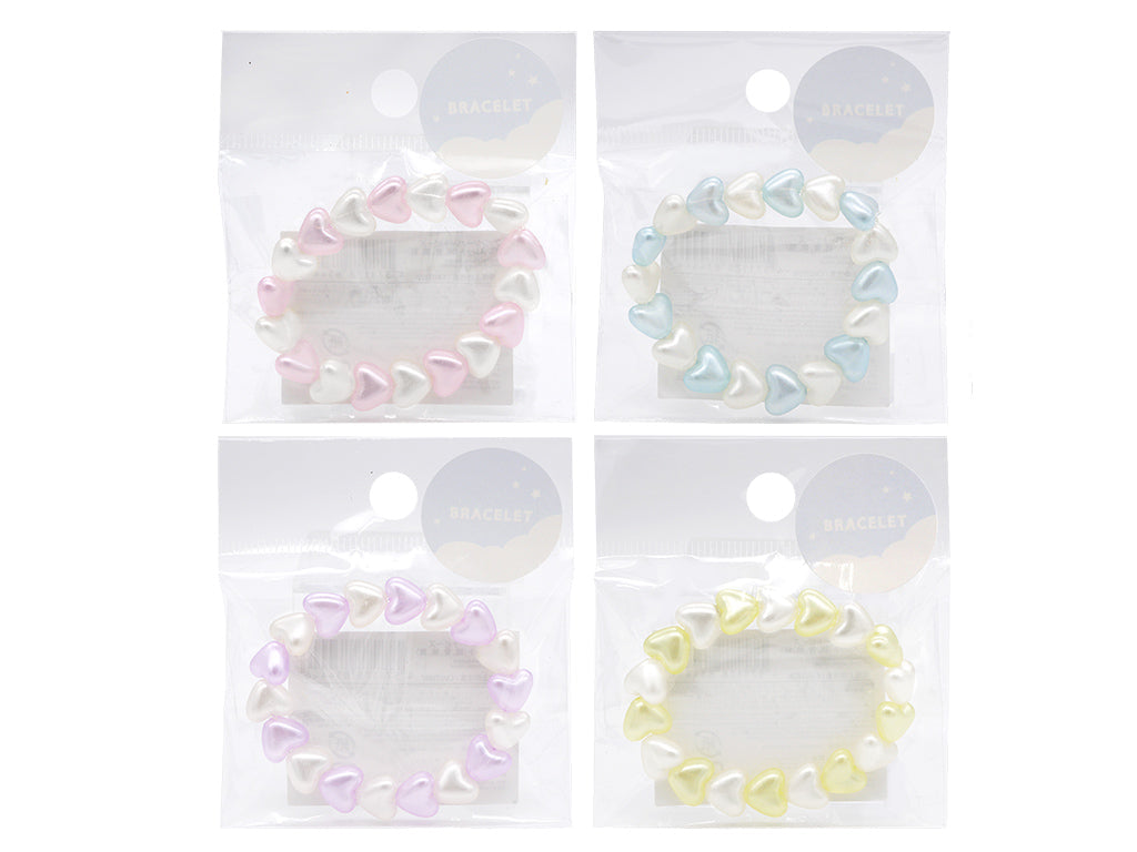 Fancy Heart Beads Bracelet (Peach, Blue, Purple, Yellow)