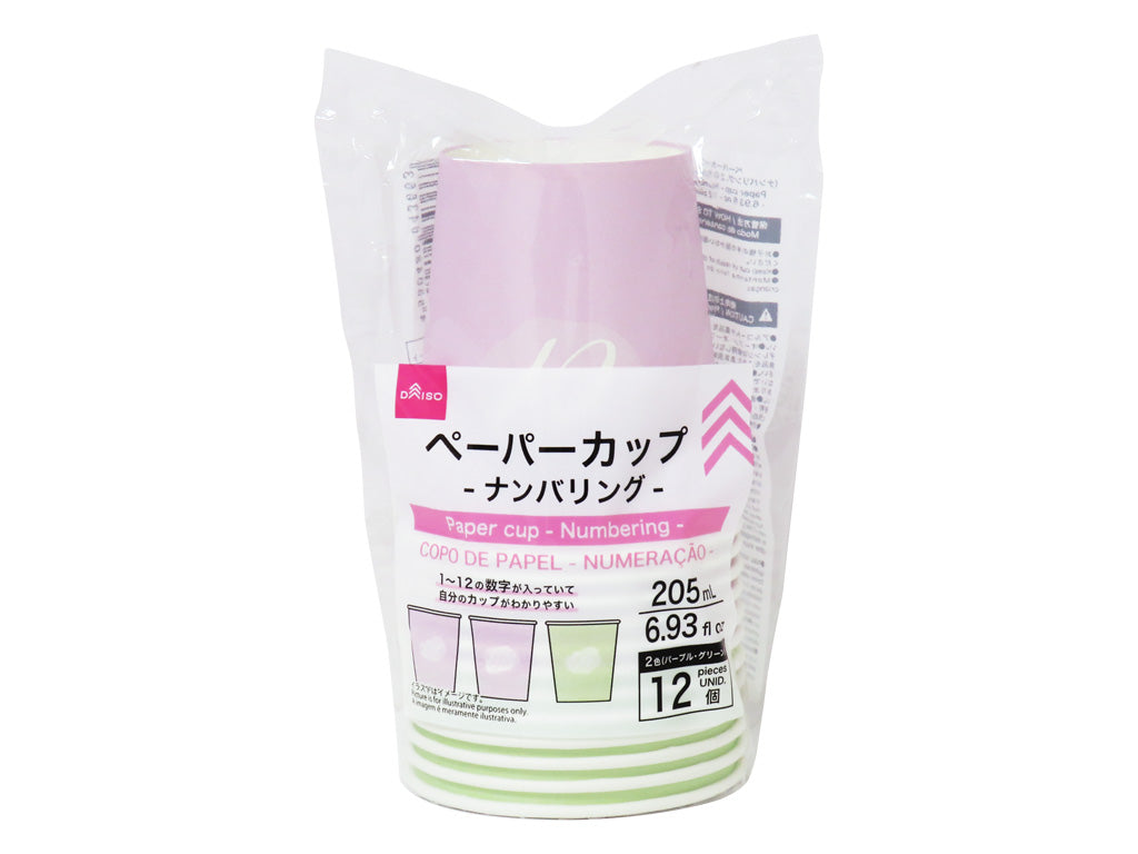 Paper Cup (Numbering, 12 Pieces)