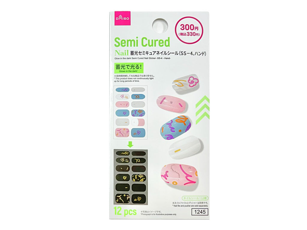 Glow-in-the-Dark Semi-Cure Nail Stickers (SS-4, Hand)