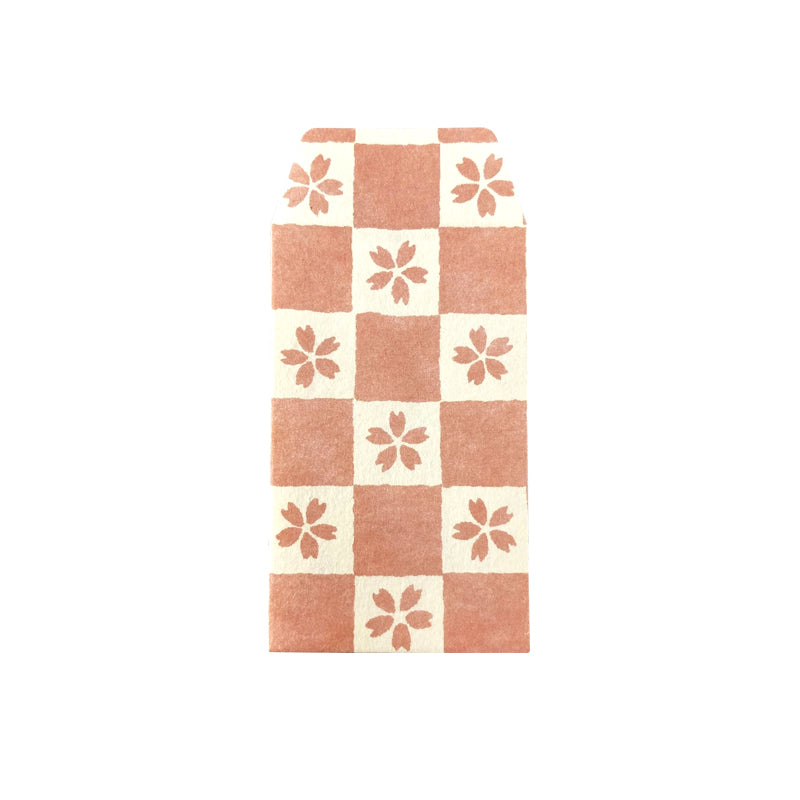 Japanese Washi Paper Sakura Pattern Mini Pochi Envelope ① Checkered Sakura