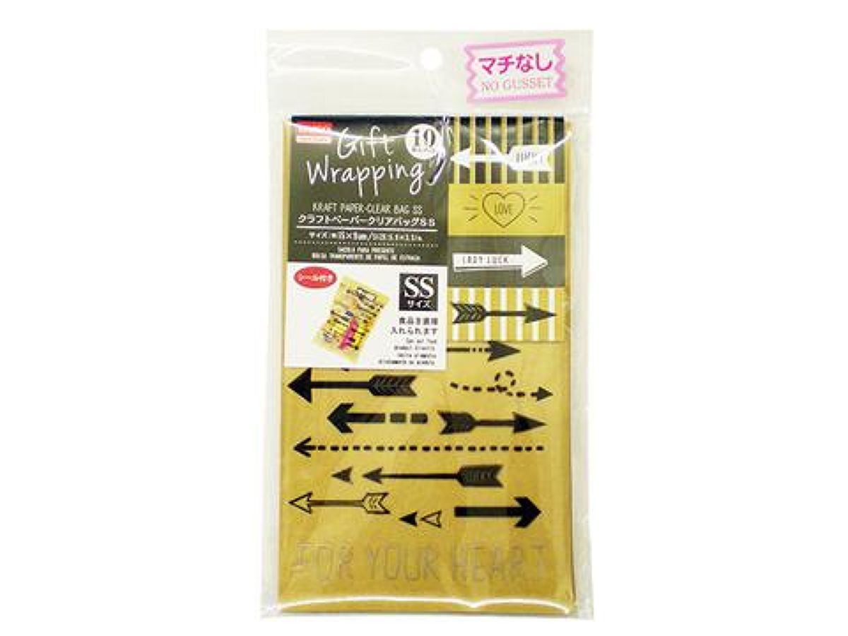 Craft Paper Clear Bag SS (Approx. 15 x 9cm, 10 Pieces) Arrow Pattern