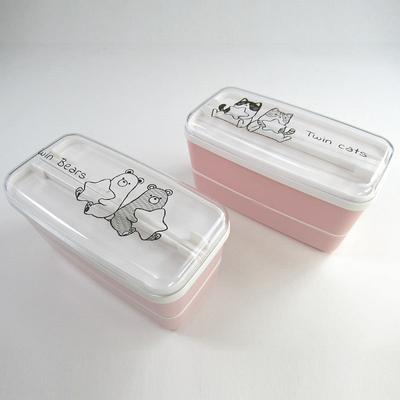 Printed Two-Tier Lunch Box with Chopsticks