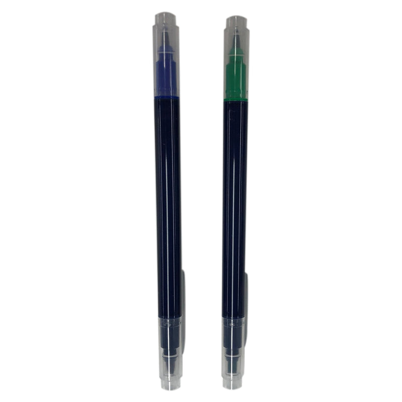 Calligraphy Twin Pen (Brush & Chisel, Navy & Green)