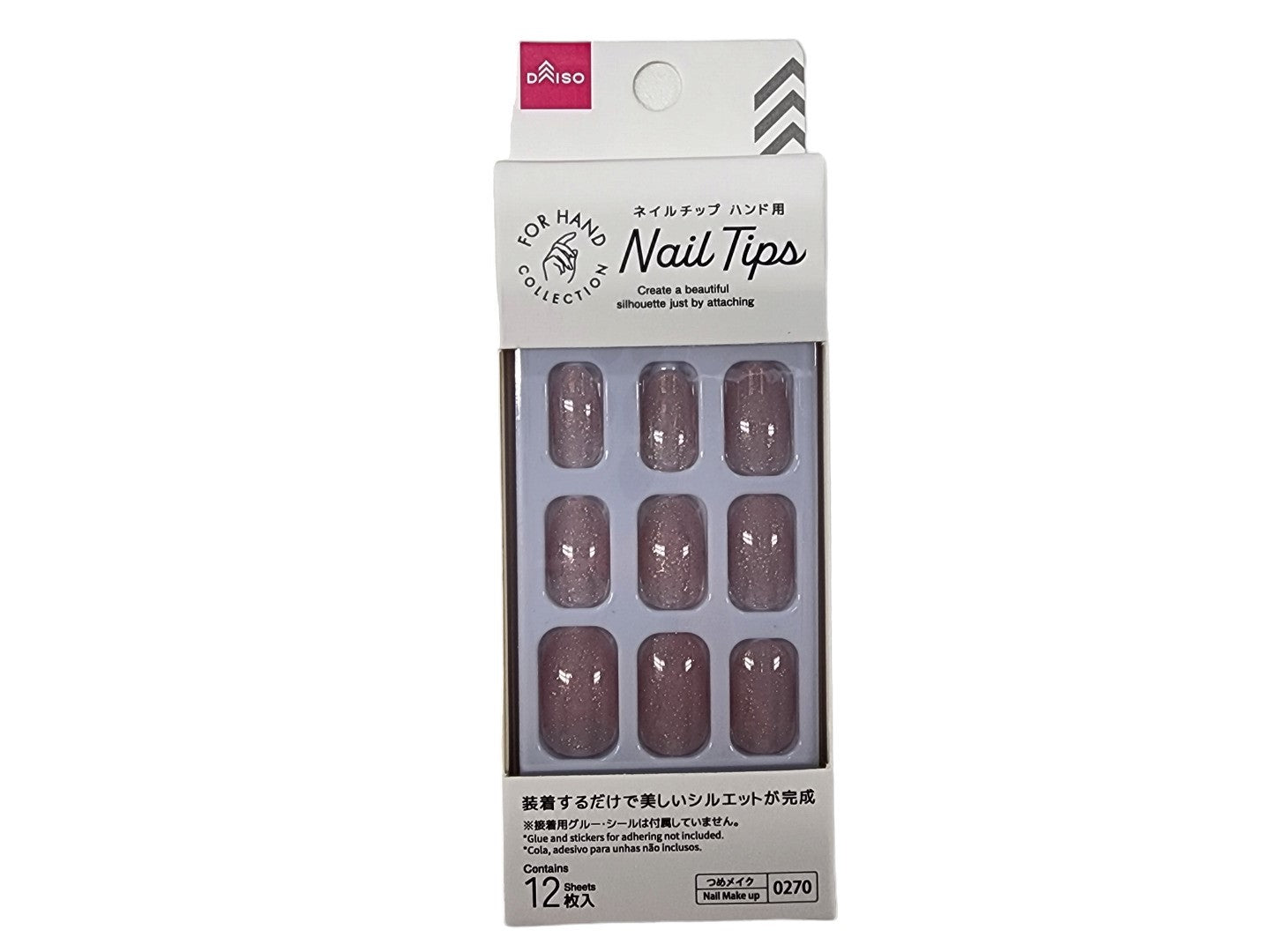 Nail Tips (Hand, Shiny Glitter Pink)